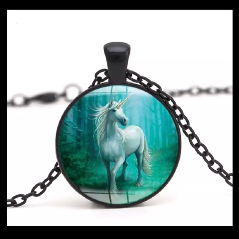 Unicorn Necklace Black Chain New With Tags NWT