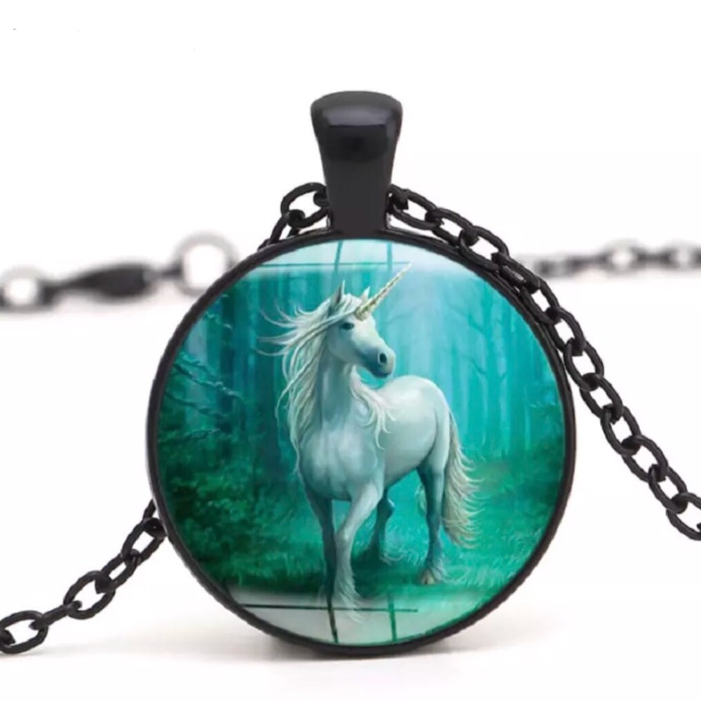 Unicorn Necklace Black Chain New With Tags NWT