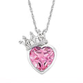 Swarovski Sterling Silver Pink Crown Necklace