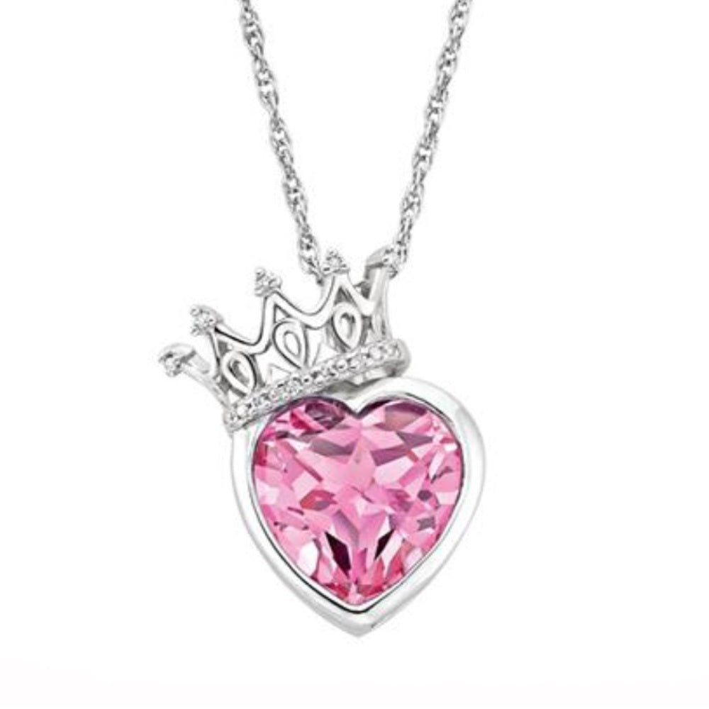 Swarovski Sterling Silver Pink Crown Necklace