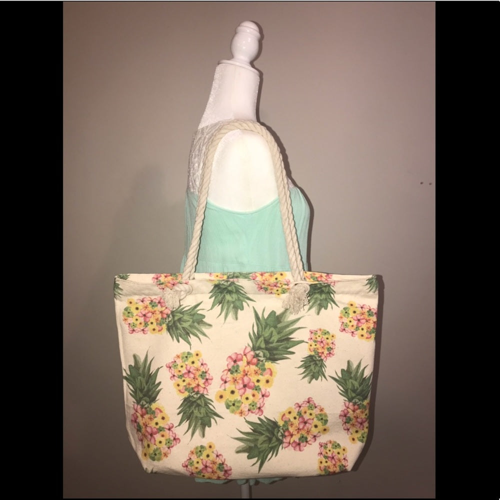 Pineapple Beach Bag Tote Carryall New With Tags