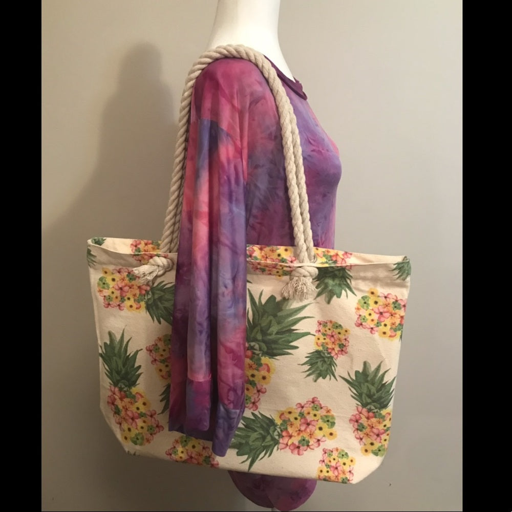 Pineapple Beach Bag Tote Carryall New With Tags