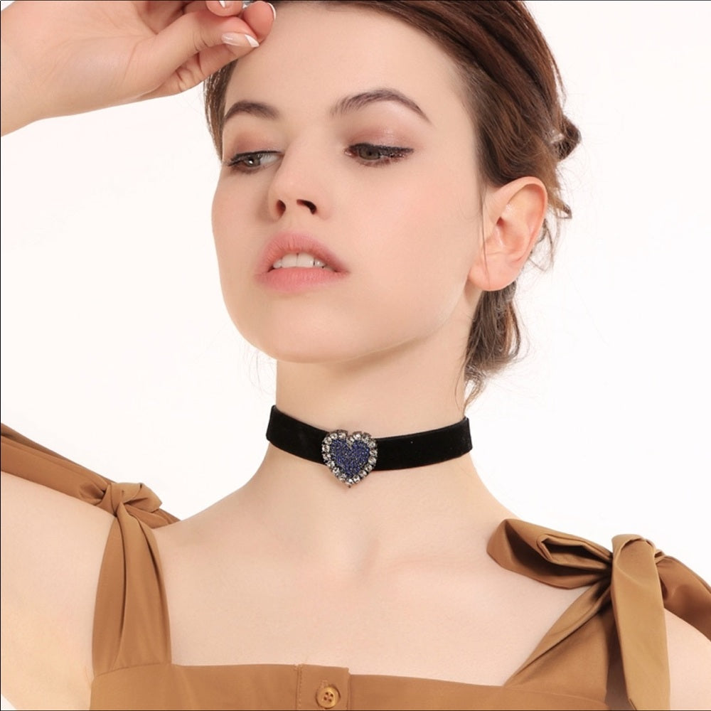 Swarovski Love Heart Velvet Choker New With Tags