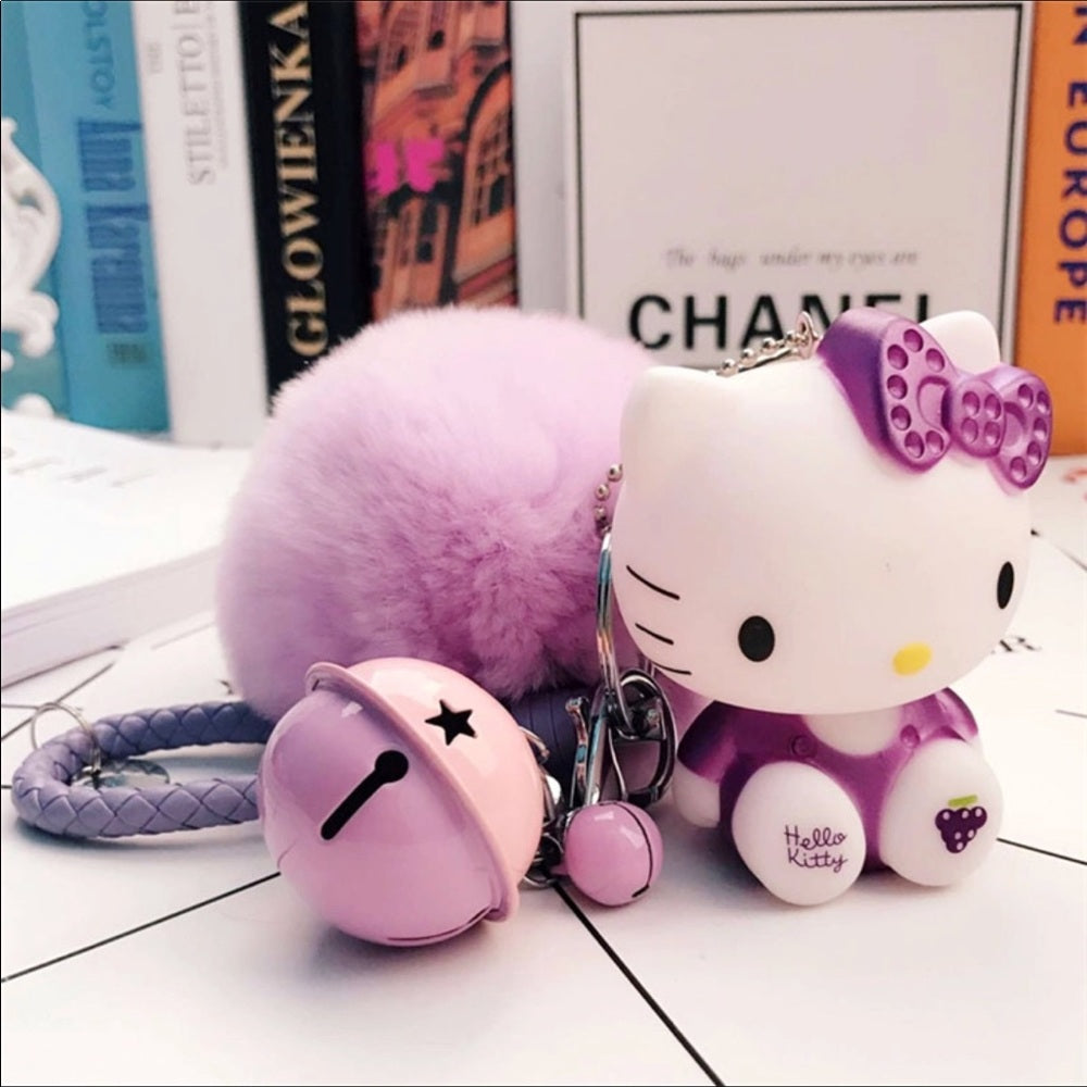 Hello Kitty Fur Keychain Lavender New With Tags