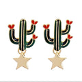 Cactus Star Flower Heart Earrings New With Tags