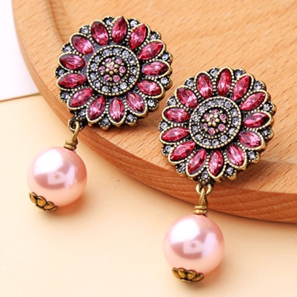 Swarovski Pink Pearl Fiesta Earrings New With Tags
