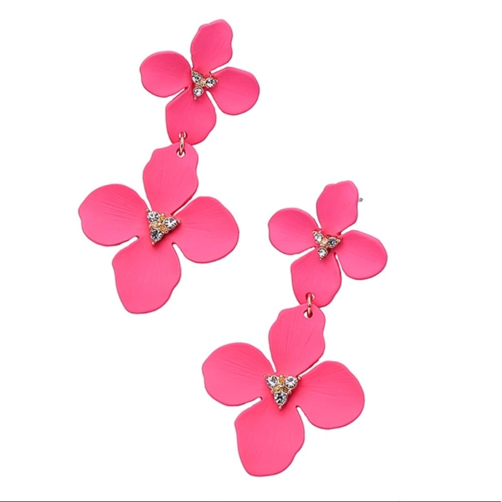 Swarovski Pink Cosmo Earrings New With Tags