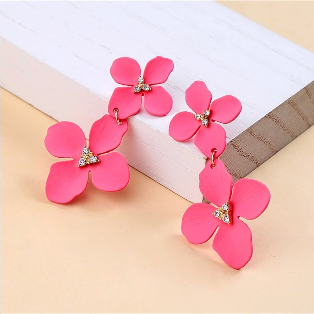 Swarovski Pink Cosmo Earrings New With Tags