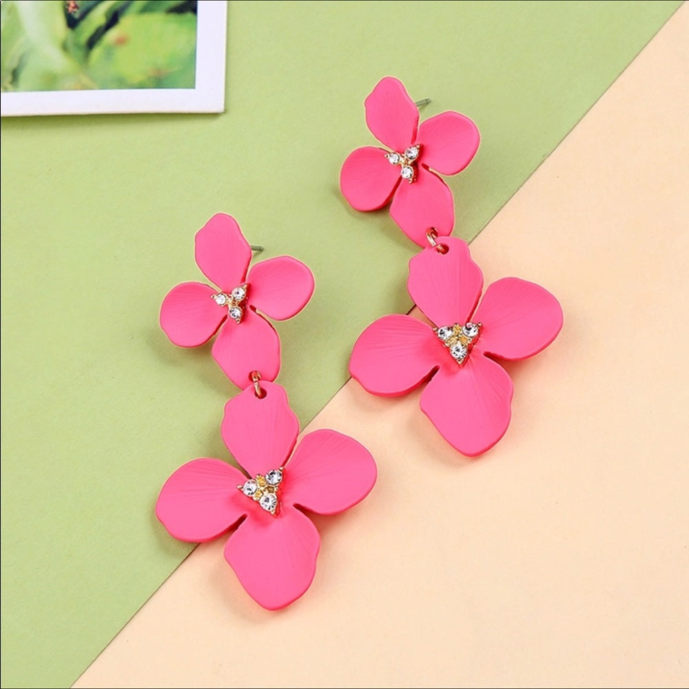 Swarovski Pink Cosmo Earrings New With Tags