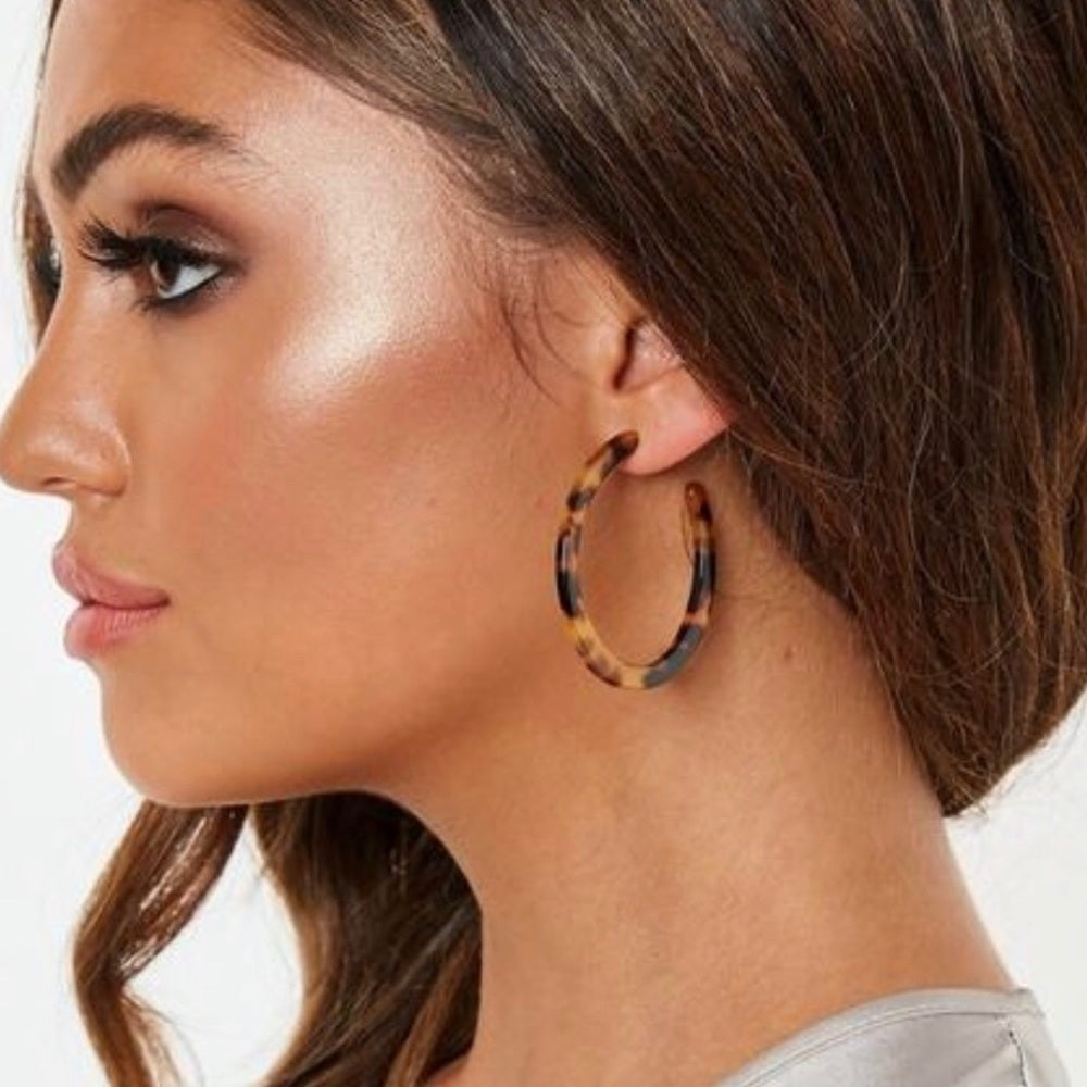 Tortoise Shell Hoop Earrings New With Tags NWT