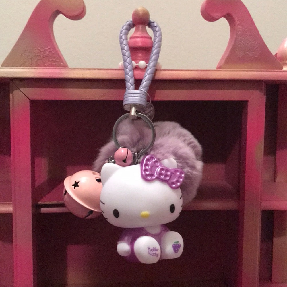 Hello Kitty Fur Keychain Lavender New With Tags