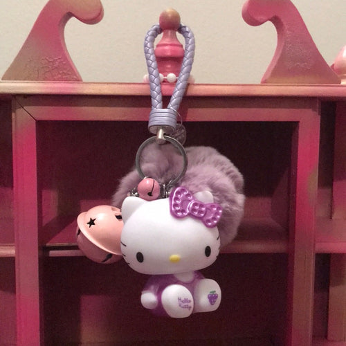 Hello Kitty Fur Keychain Lavender New With Tags