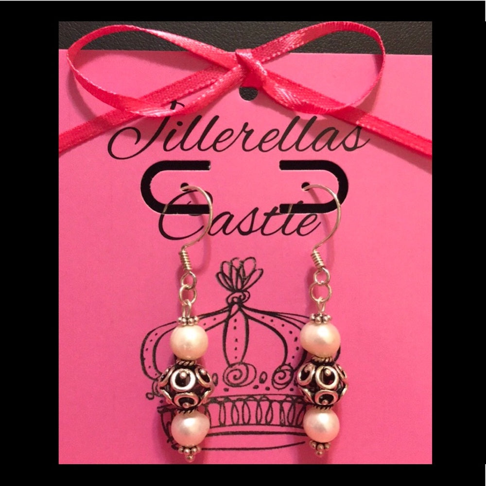 Sterling Silver Genuine Pearl Earrings New