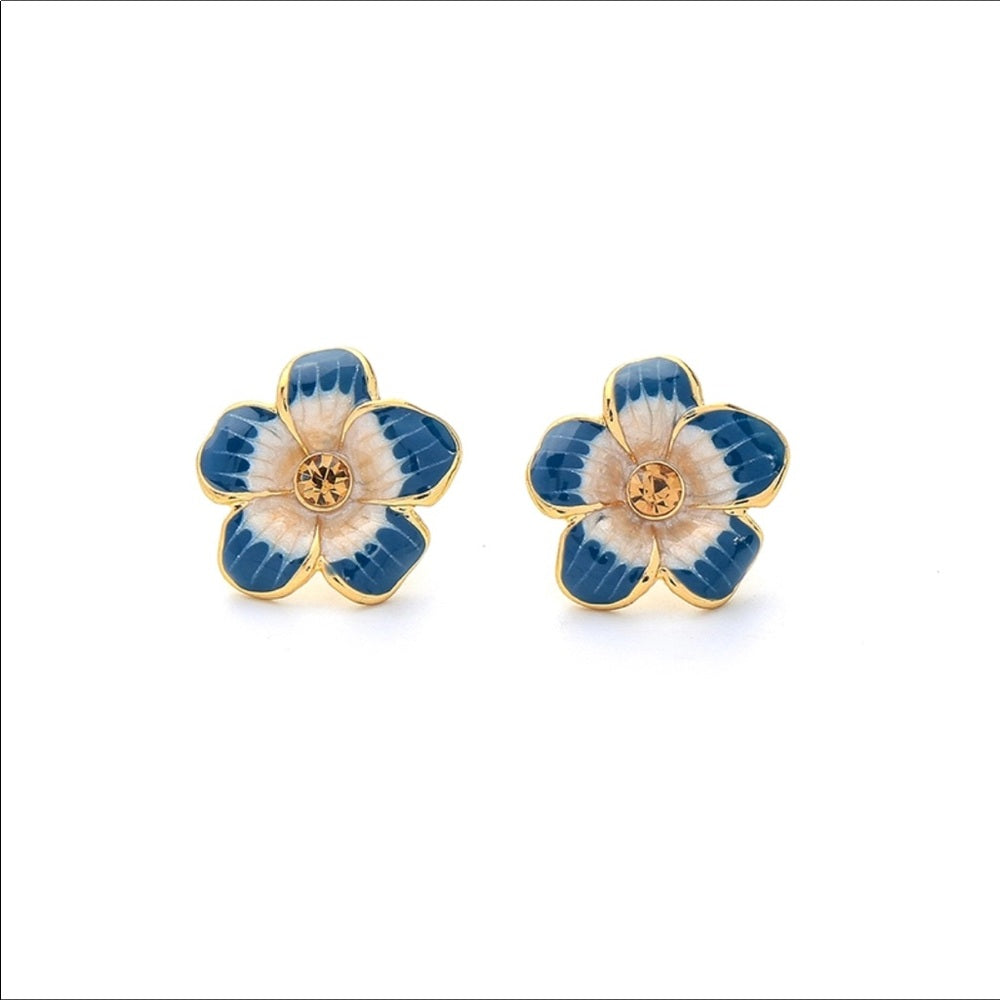 Swarovski Floral Blue Earrings New With Tags