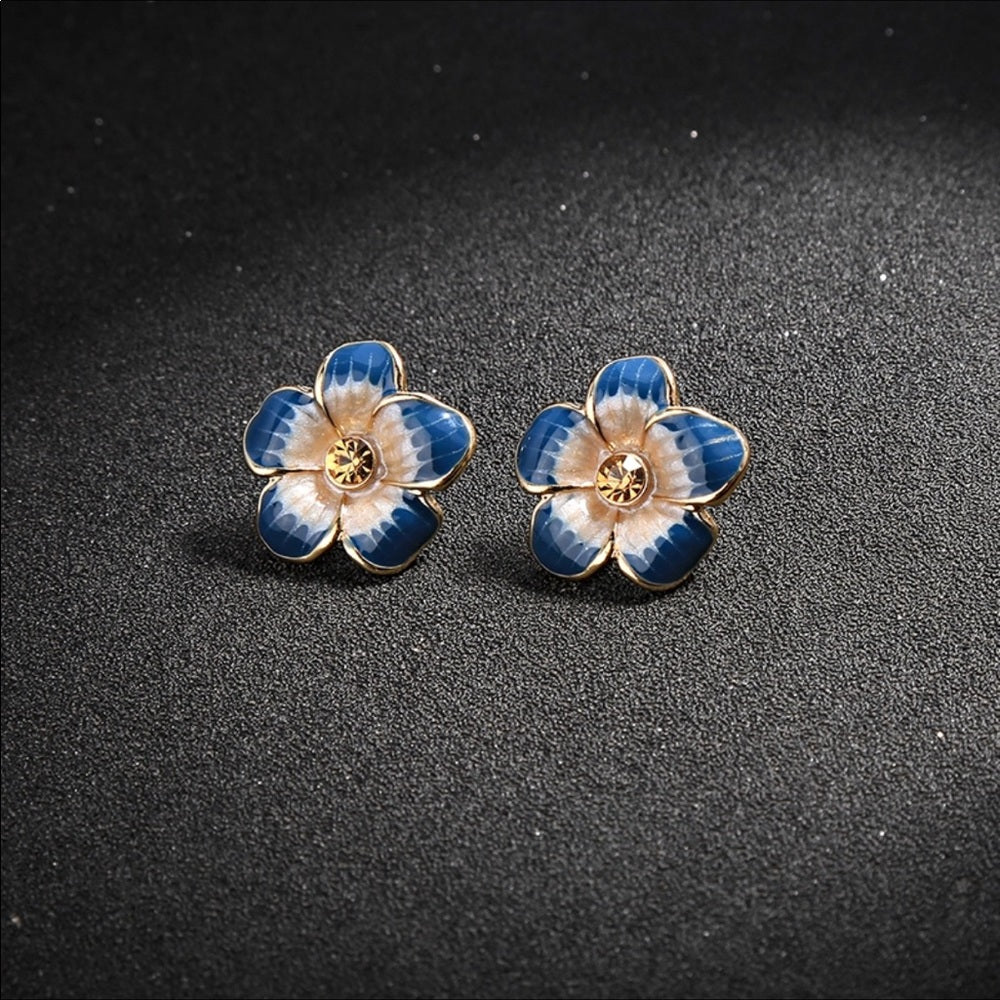Swarovski Floral Blue Earrings New With Tags