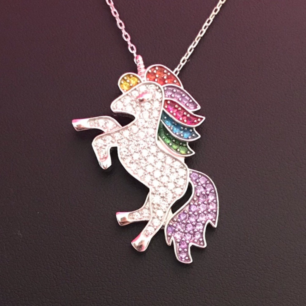 Swarovski Unicorn SOLID STERLING SILVER NECKLACE