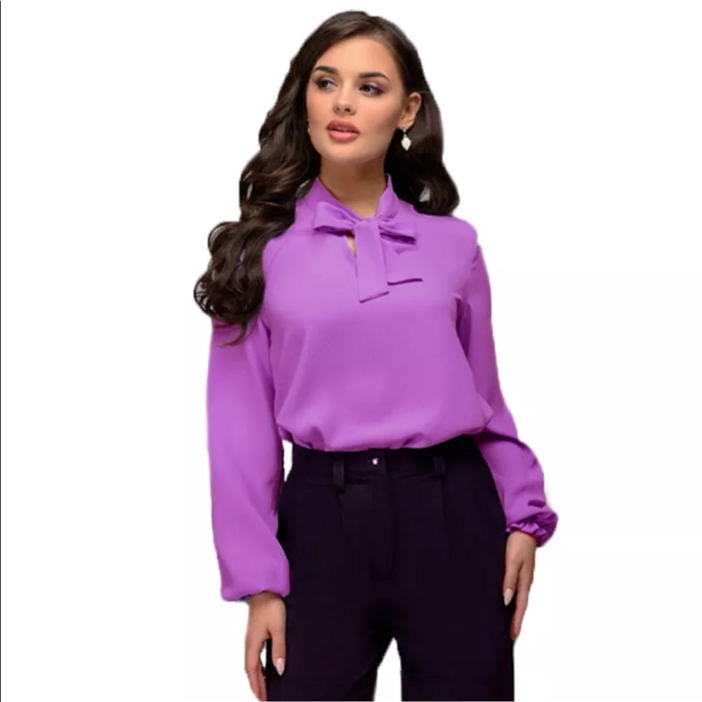 Purple Long Sleeve Top Blouse Shirt New With Tags