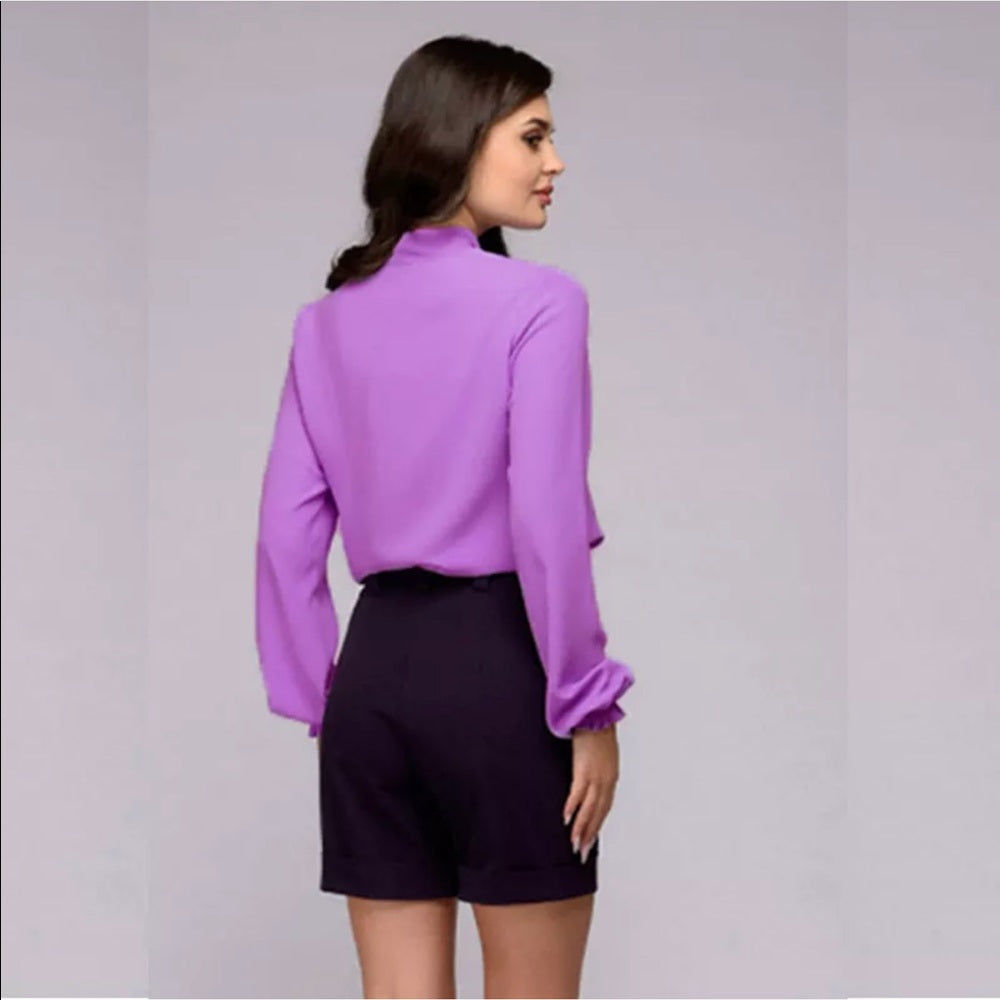 Purple Long Sleeve Top Blouse Shirt New With Tags