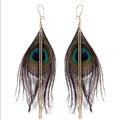 Luxe Peacock Plume Earrings New With Tags