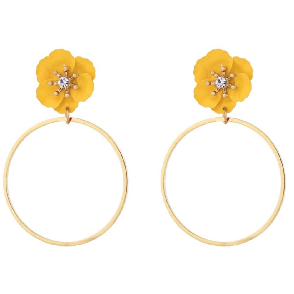 Swarovski Golden Pansy Hoop Earrings
