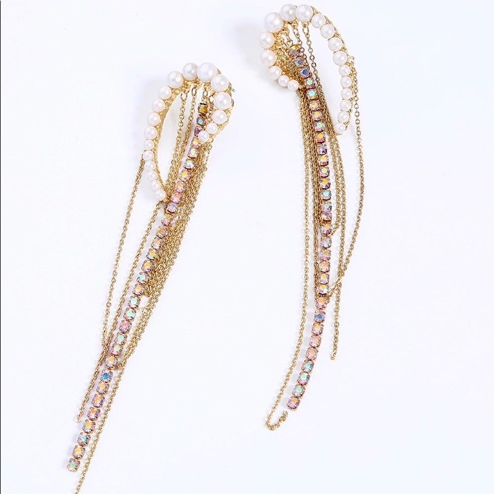 Swarovski Pearl Angel Wing Earrings New With Tags