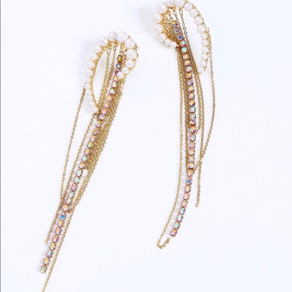 Swarovski Pearl Angel Wing Earrings New With Tags