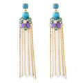 Swarovski French Turquoise Tassel Shell Earrings
