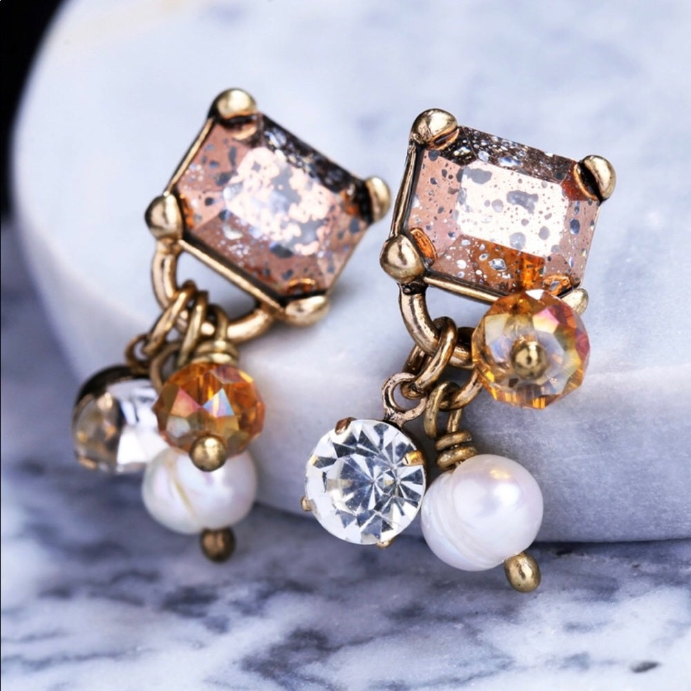 Swarovski Pearl Charm Earrings New With Tags