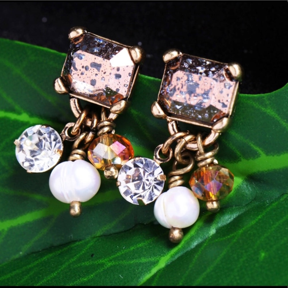 Swarovski Pearl Charm Earrings New With Tags
