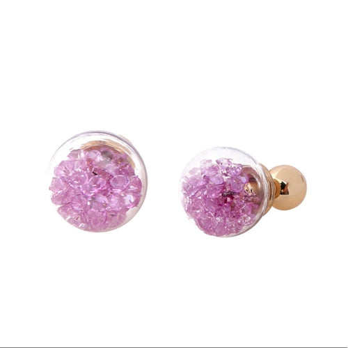Lavender Crystal Bauble Double Sided Earrings New