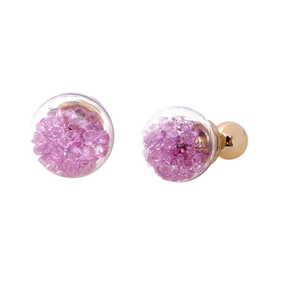 Lavender Crystal Bauble Double Sided Earrings New