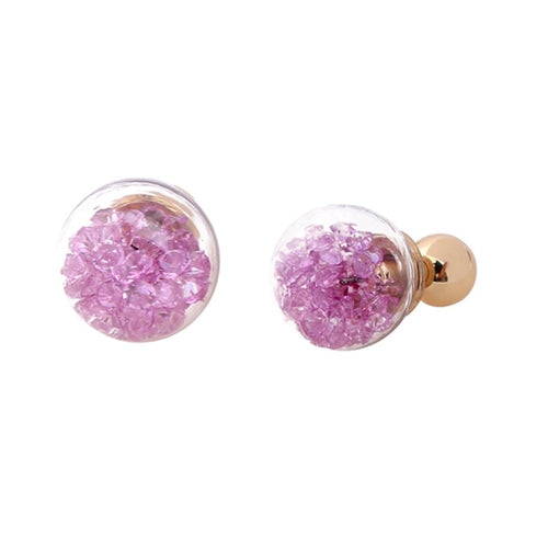 Lavender Crystal Bauble Double Sided Earrings New