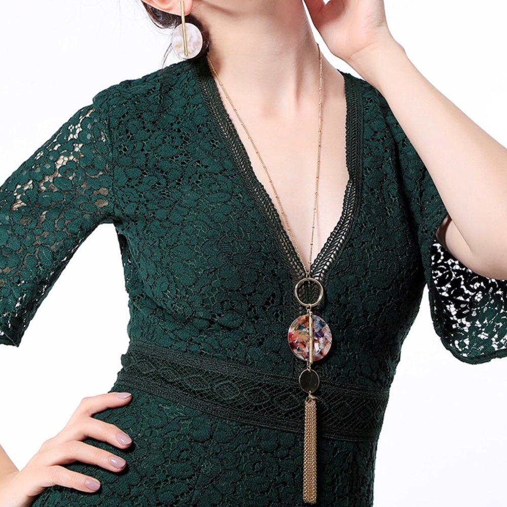 Gold Luxe Circle Tassel Necklace New With Tags