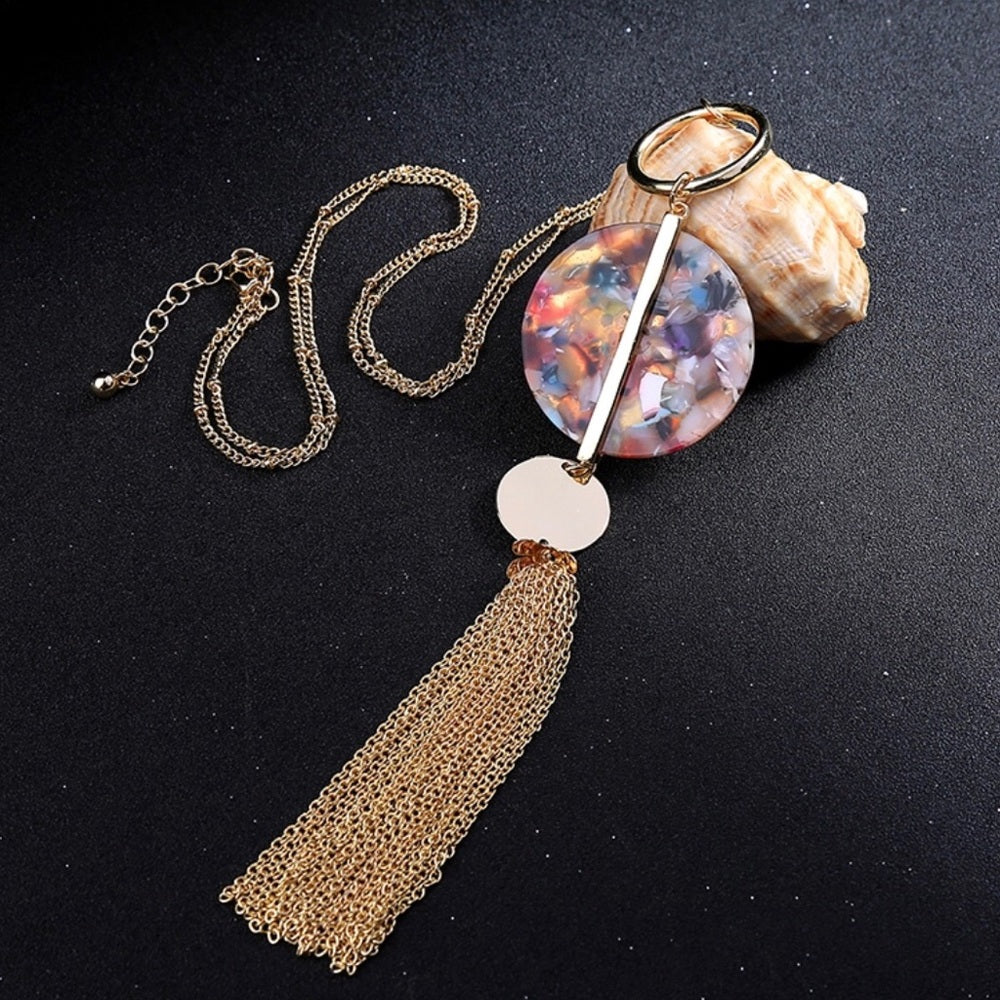 Gold Luxe Circle Tassel Necklace New With Tags