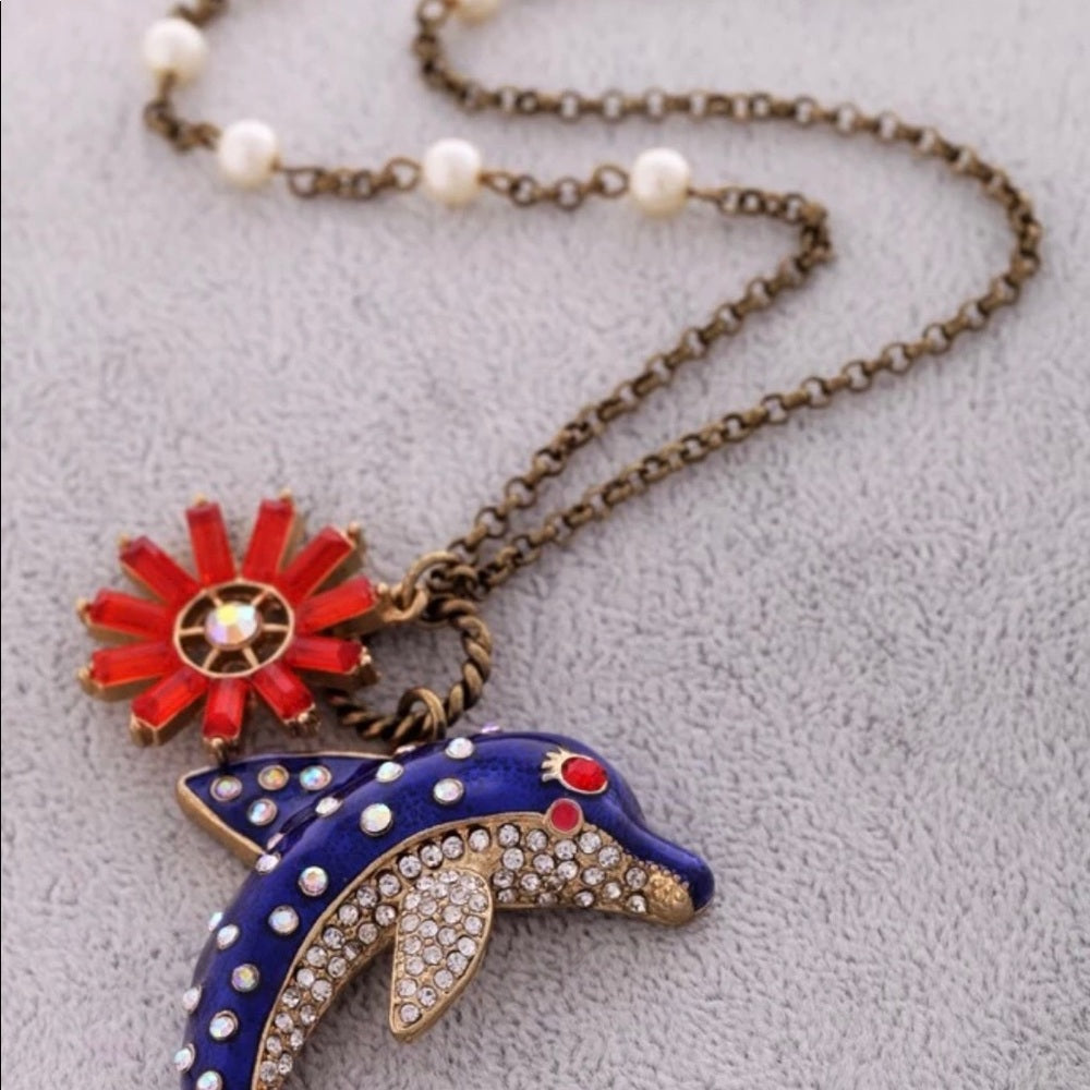 Swarovski Daisy Dolphin Necklace New With Tags