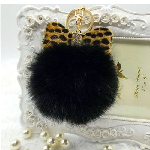 Black Purse Charm Keychain Animal Print New