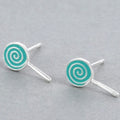 Solid Sterling Silver Blue Swirl Pop Earrings New