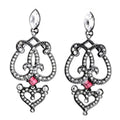 Swarovski French Pink Heart Chandalier Earrings