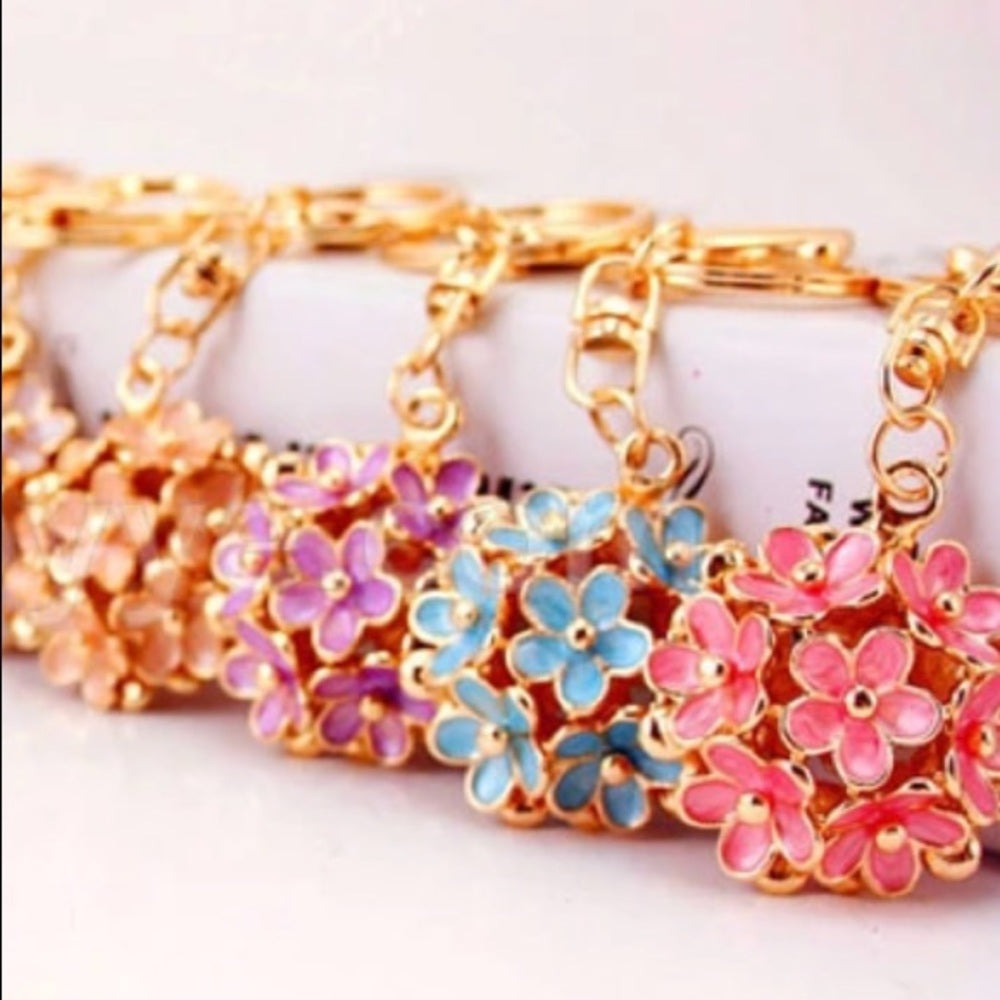 Mixed Bouquet Floral Purse Charm Keychain New