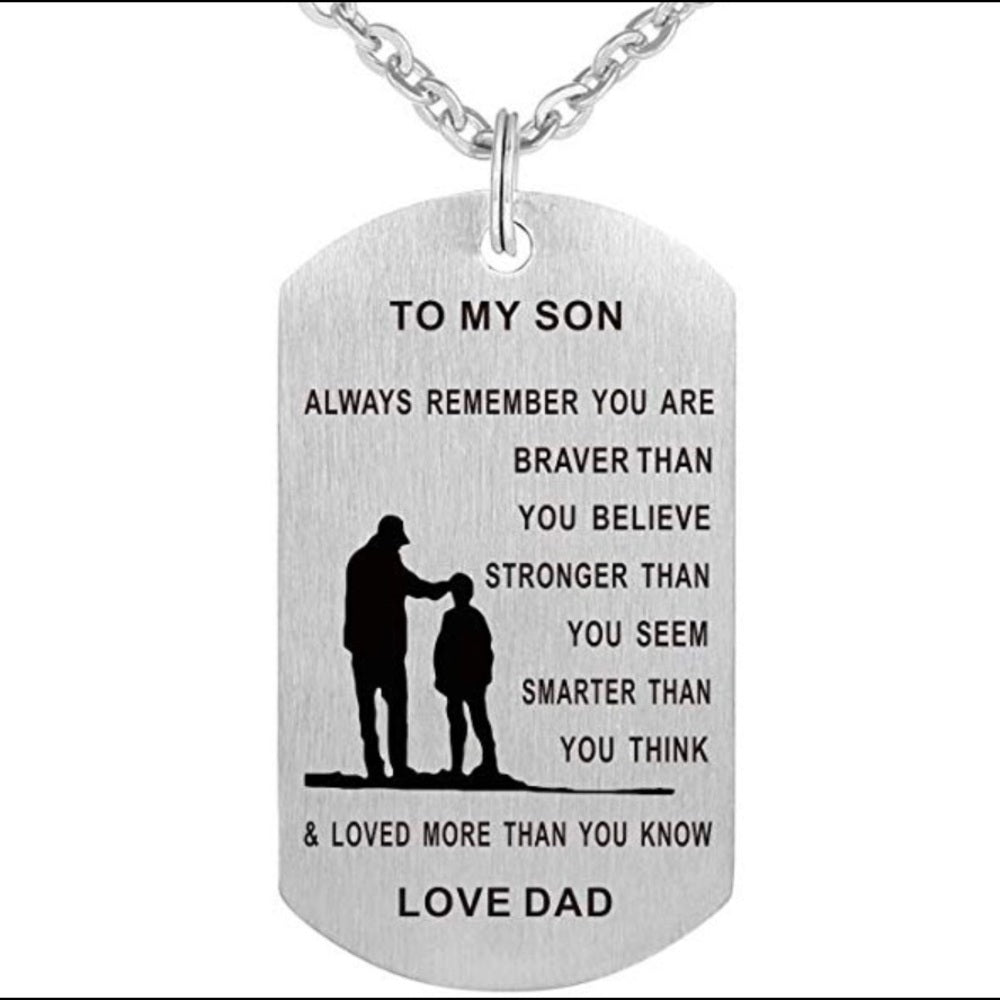 Father Son Dog Tag Necklace Stainless Steel New