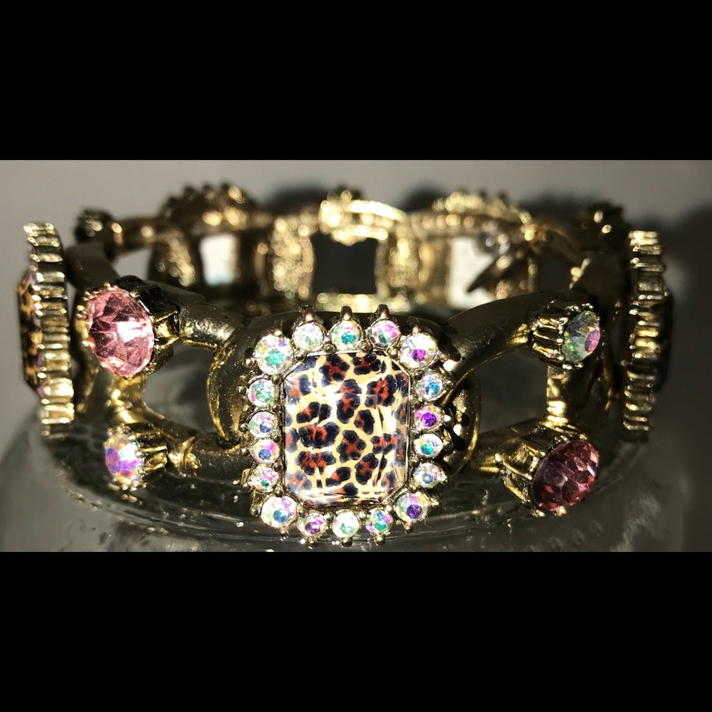 Swarovski Leopard Link Bracelet Stretchy New NWT