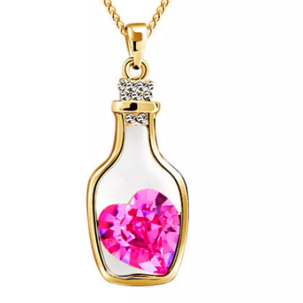 Australian Crystal Pink Heart Hope Necklace New