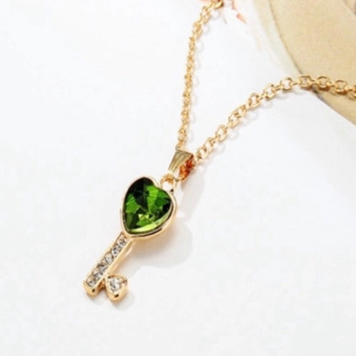 Key To My Heart Green Australian Crystal Necklace