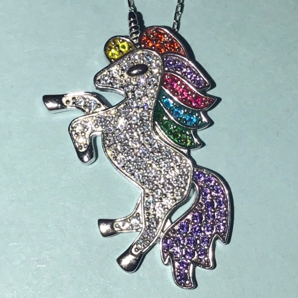 Solid Sterling Silver Unicorn Necklace