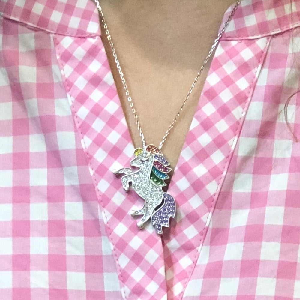 Solid Sterling Silver Unicorn Necklace