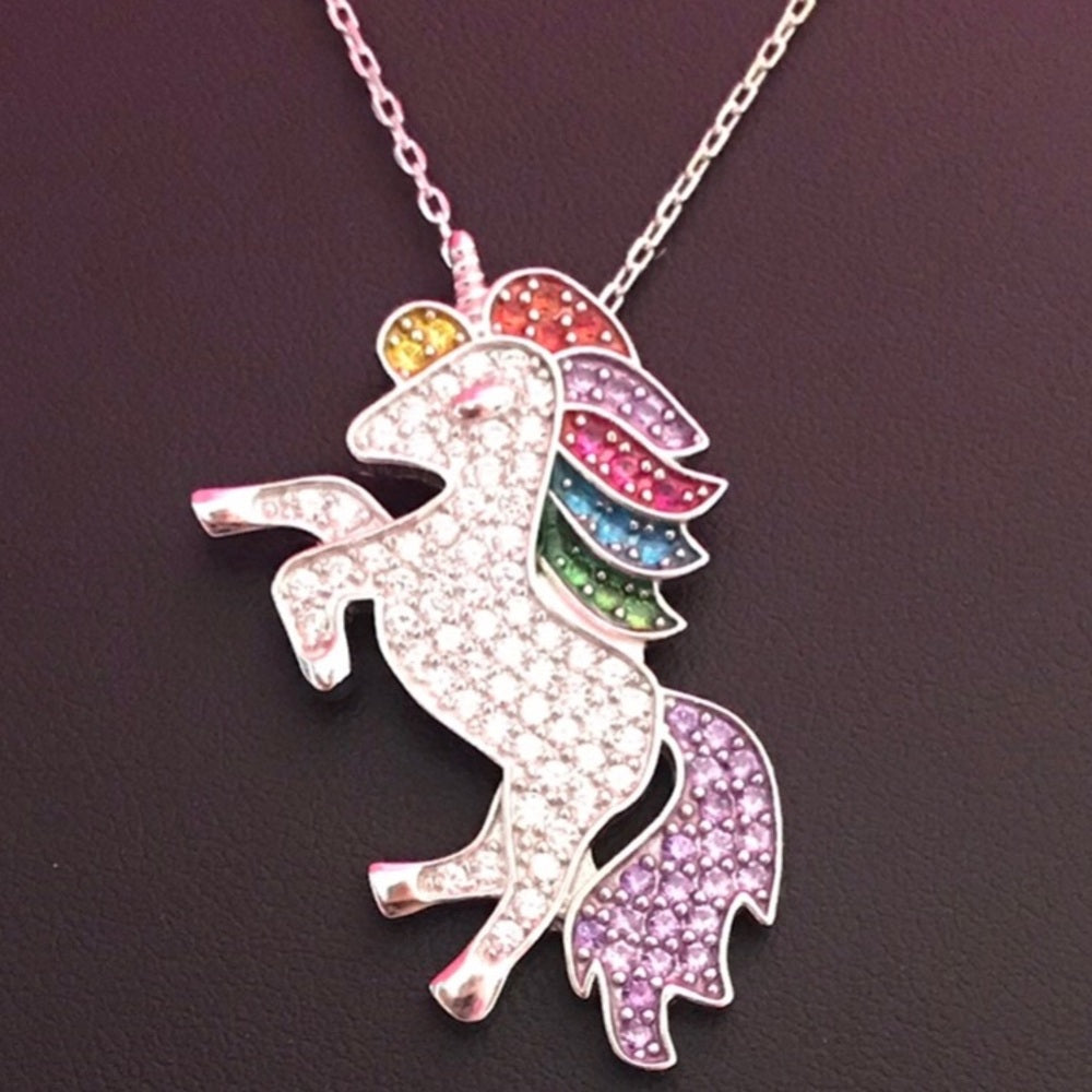 Solid Sterling Silver Unicorn Necklace
