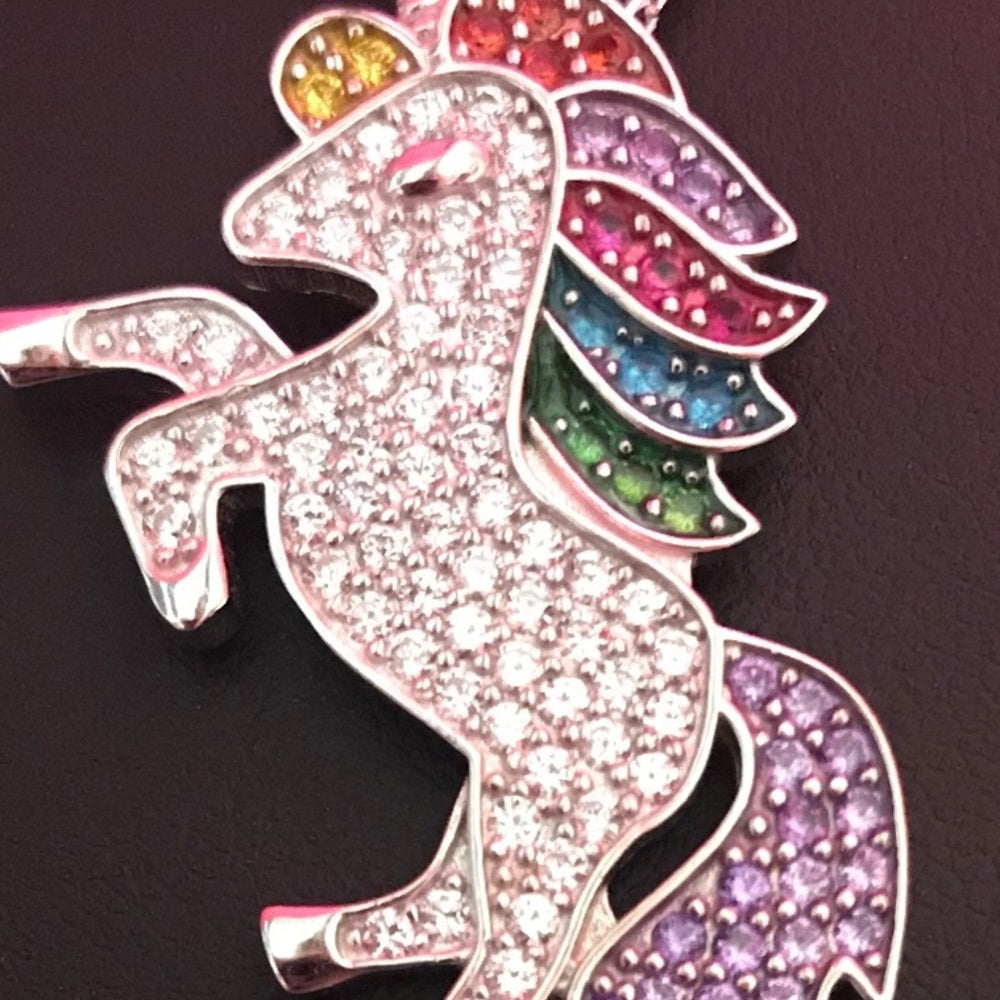 Solid Sterling Silver Unicorn Necklace