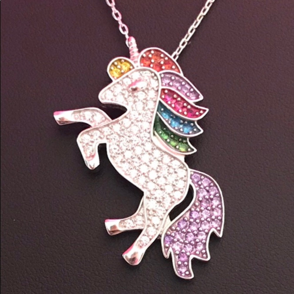 Solid Sterling Silver Unicorn Necklace