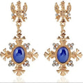 Blue Royal Cross Earrings New With Tags Gold Plate