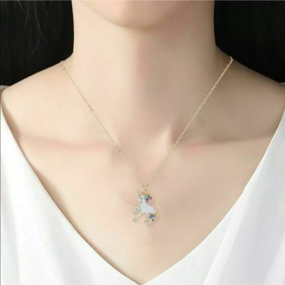 Magical Unicorn Chain Necklace Gold Plated New NWT